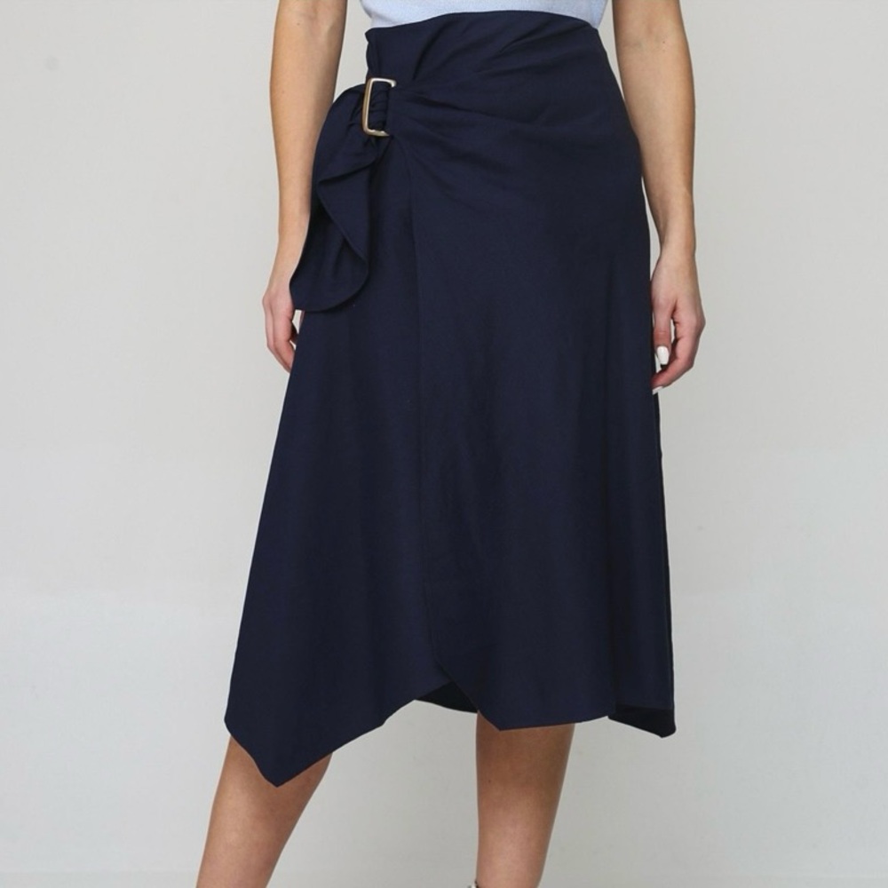Vince Linen Blend Side Buckle Drape Skirt | Sz 8